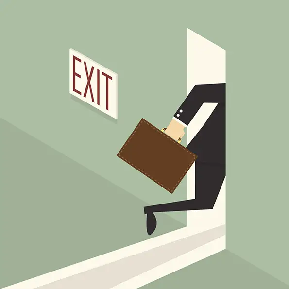 Advisor leaving out of exit door