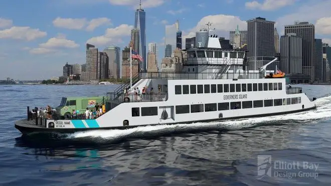 A rendering of a new battery-powered ferry is pictured.