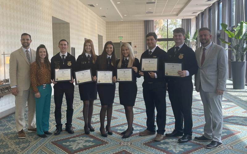 Six Lafayette FFA members earned their State FFA degrees at the state convention. Receiving the honors were Cason Driver, Savanna King, Marley Singletary, Jaley Moseley, Carter Higginbotham and Seth Greaves. (COURTESY)